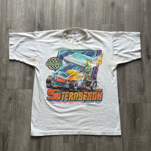 Vintage Wayne Sternbergh El Paso IL Sprint Car Racing T Shirt Mens Size L - Picture 1 of 6
